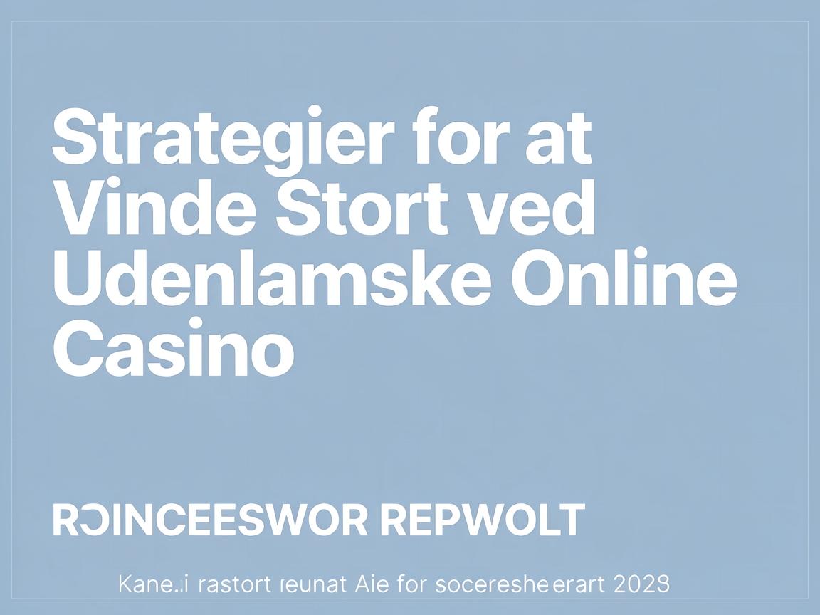 Strategier for at Vinde Stort ved Udenlandske Online Casino