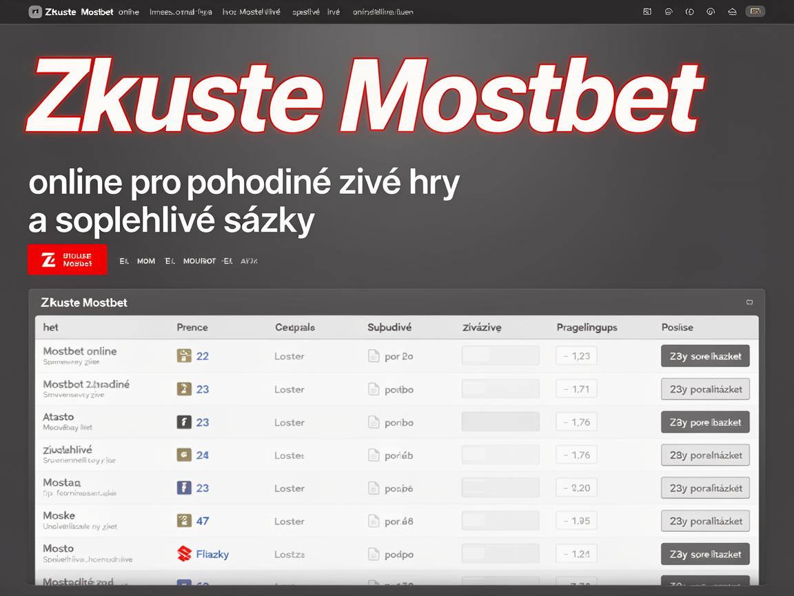 Zkuste Mostbet online pro pohodlné živé hry a spolehlivé sázky