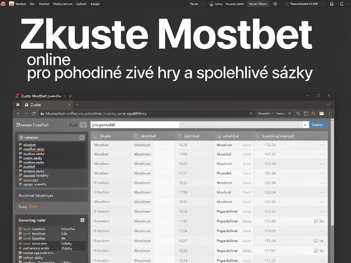 Zkuste Mostbet online pro pohodlné živé hry a spolehlivé sázky